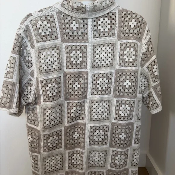 Abercrombie & Fitch Crochet Camp Shirt - Beige & White - Picture 2 of 2